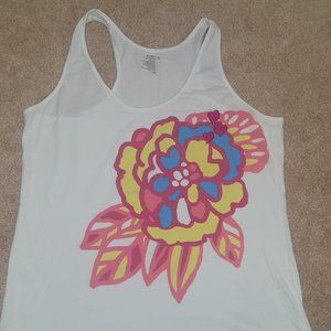 White Floral Print Tank